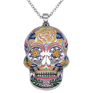 Floral Sugar Skull Day of the Dead Necklace